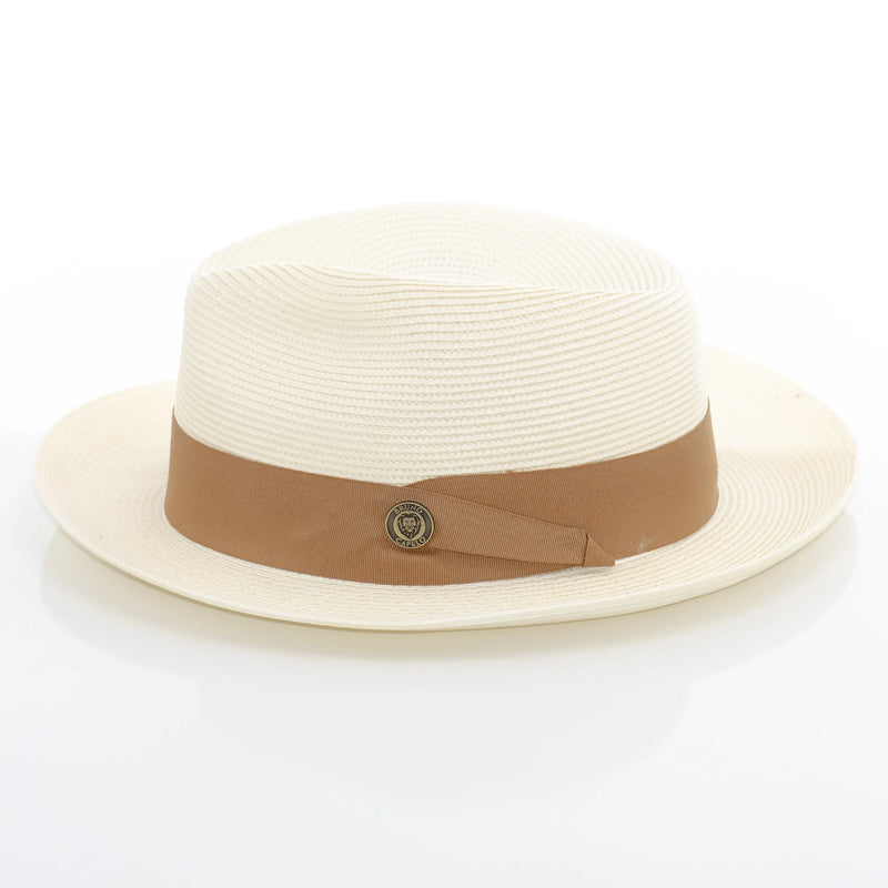 Men's Natural White Straw Snap Brim Fedora
