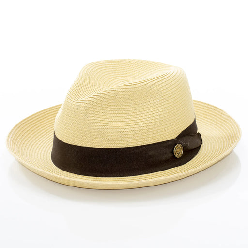 Men's Natural Brown Straw Snap Brim Fedora