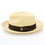 Men's Natural Brown Straw Snap Brim Fedora