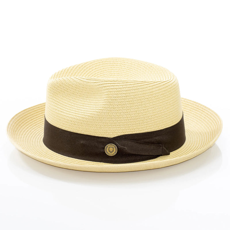 Men's Natural Brown Straw Snap Brim Fedora