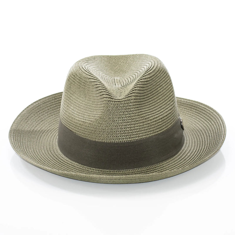 Men's Olive Green Straw Snap Brim Fedora