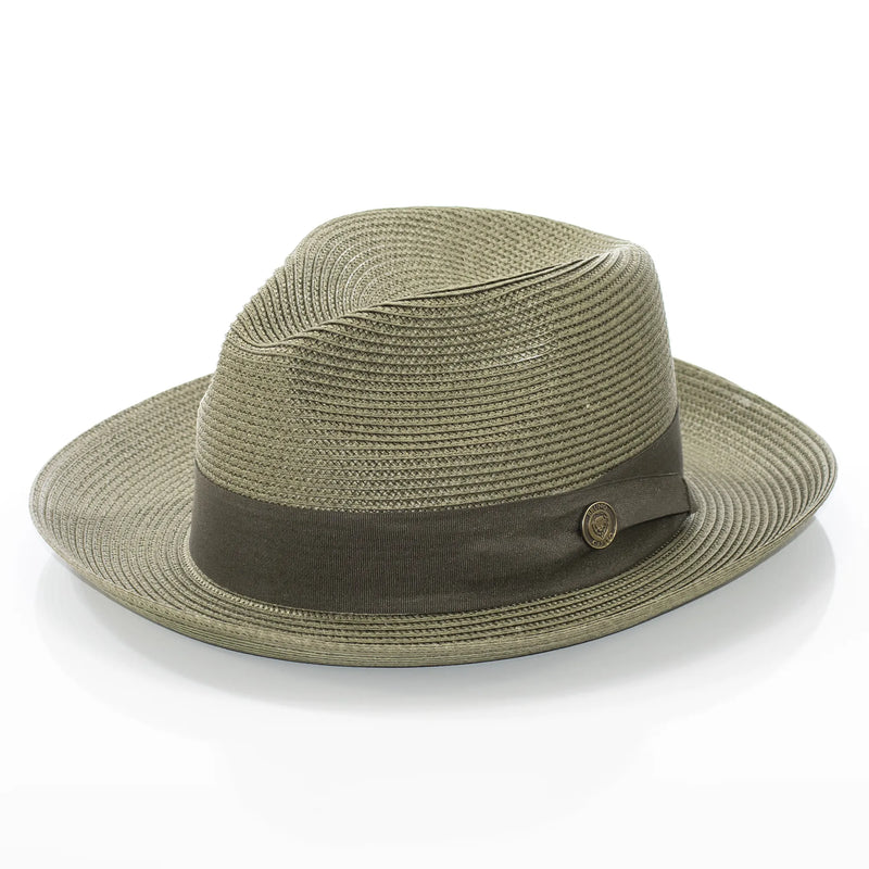 Men's Olive Green Straw Snap Brim Fedora