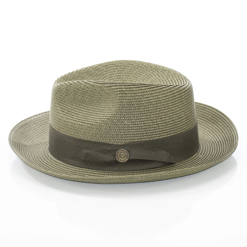 Men's Olive Green Straw Snap Brim Fedora