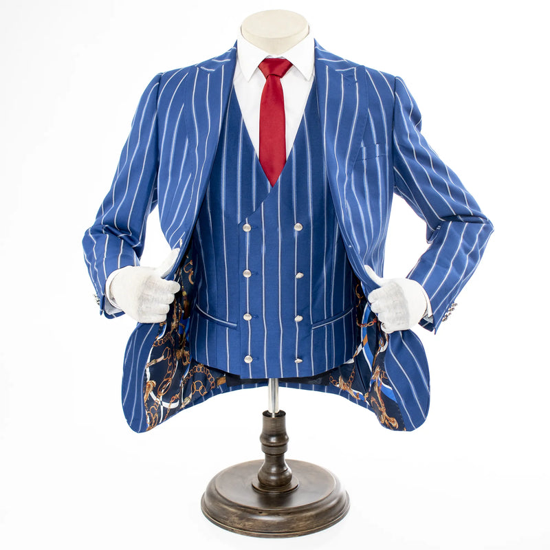 Blue Striped 3-Piece Modern-Fit Suit