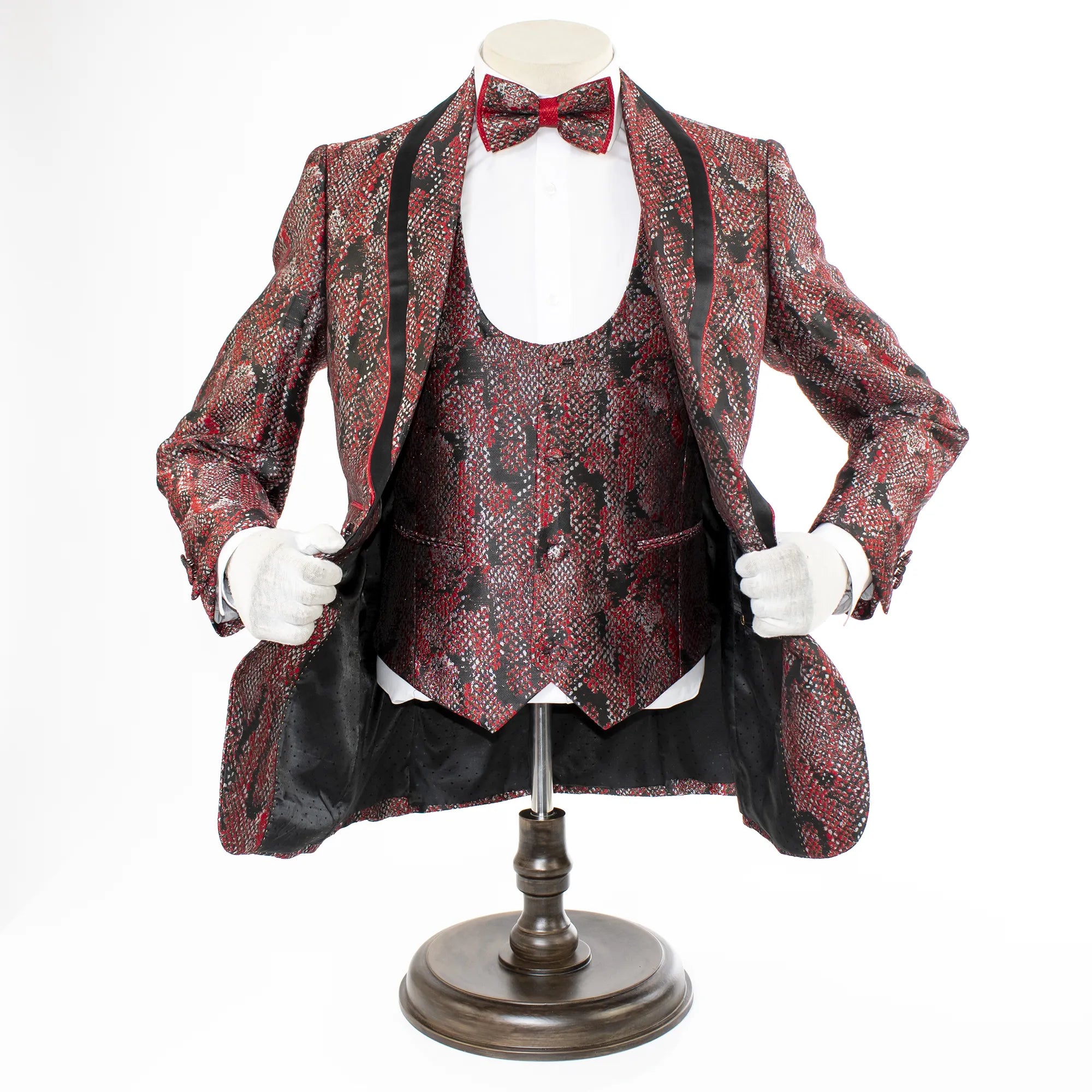 Red Snakeskin 3-Piece Tailored-Fit Tuxedo