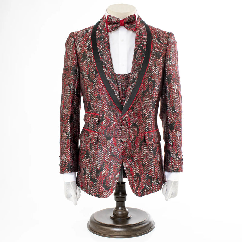 Red Snakeskin 3-Piece Tailored-Fit Tuxedo