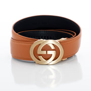 Men's Gold Chrome Overlapping Emblem Belt Buckle