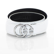 Men's Silver And White GG Emblem Belt Buckle