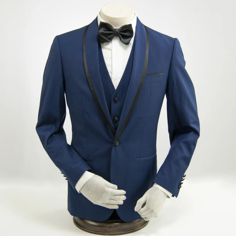 Sapphire and Black Trim 3-Piece Tailored-Fit Tuxedo