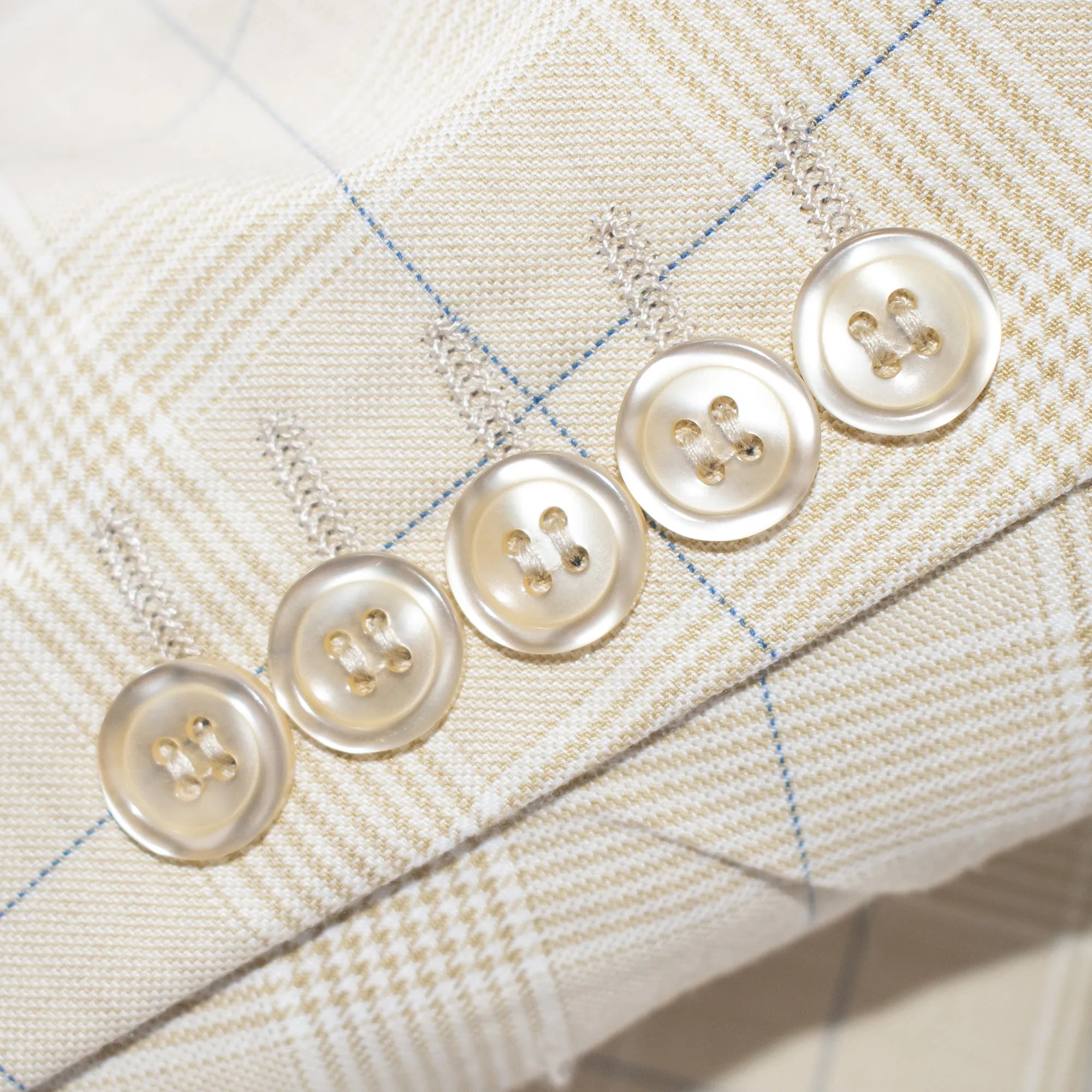 Cream Glen Check 3-Piece Regular-Fit Suit