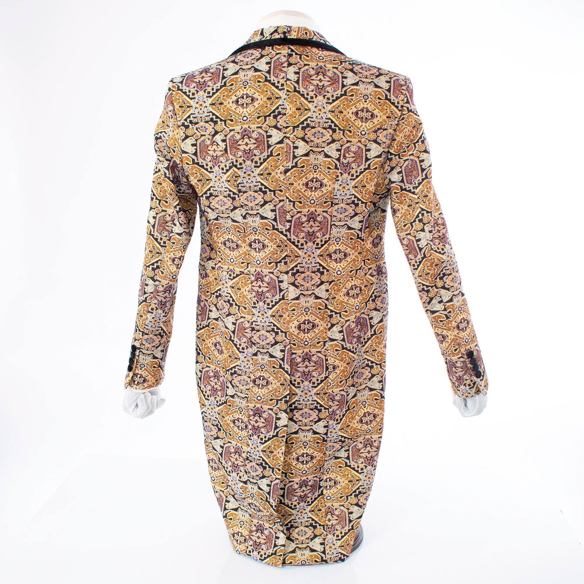 Gold Patterned 3-Piece Slim-Fit Tailcoat Tuxedo