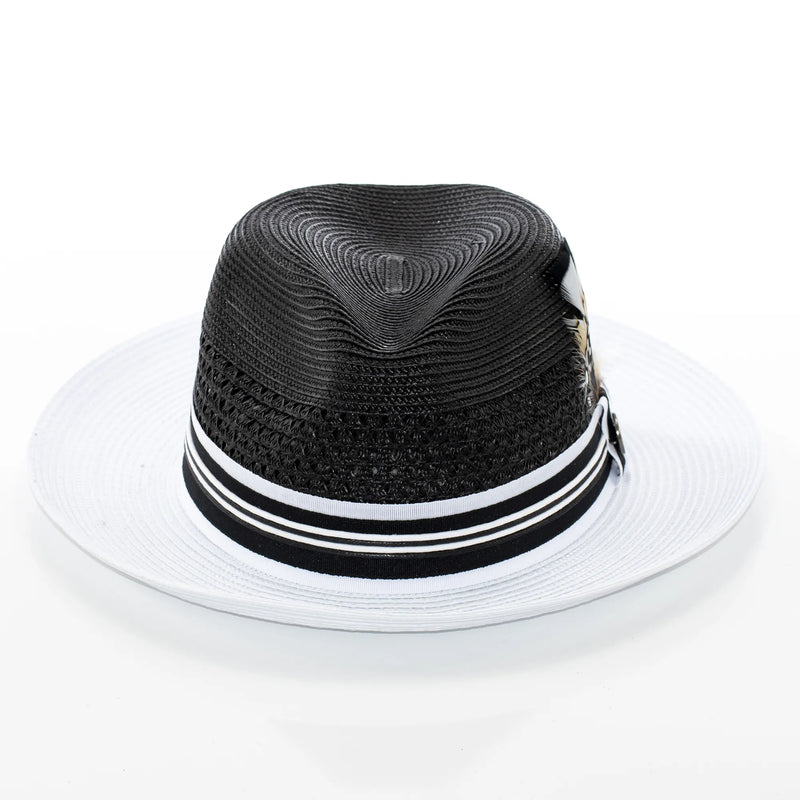 Two-Tone Straw Snap Brim Fedora