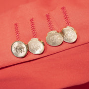 Men's Coral Red Slim-Fit 3-Piece Suit With Peak Lapels