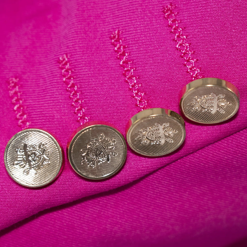 Fuchsia 3-Piece Slim-Fit Suit with Gold Buttons