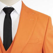 Men's Orange Slim-Fit 3-Piece Suit With Peak Lapels