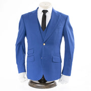 Men's Royal Blue Slim-Fit 3-Piece Suit With Peak Lapels