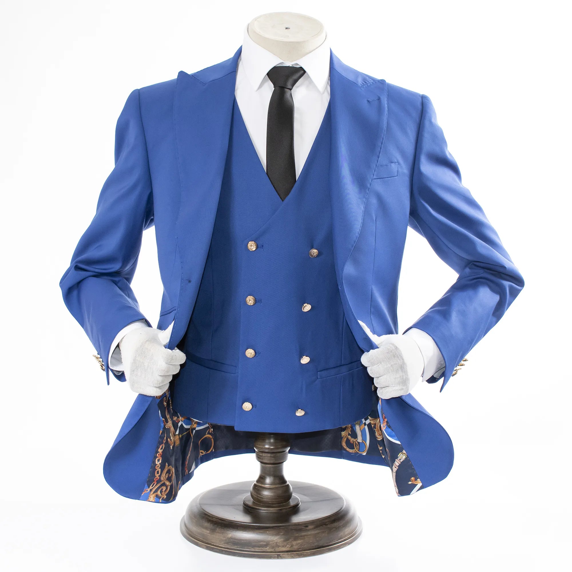 Men's Royal Blue Slim-Fit 3-Piece Suit With Peak Lapels