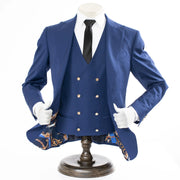 Men's Sapphire Slim-Fit 3-Piece Suit With Peak Lapels