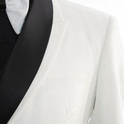 White Faded Floral 2-Piece Men's Tuxedo - Left Shawl Lapel