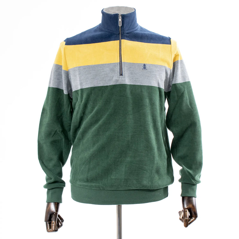 Forest Green And Gray Quarter-Zip Mockneck Sweatshirt