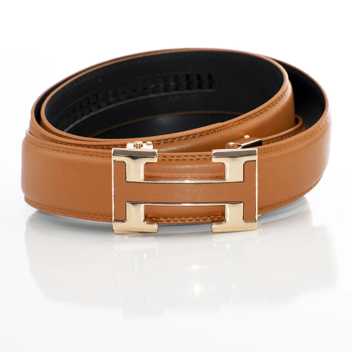 Leather Inlaid Designer H Belt Buckle