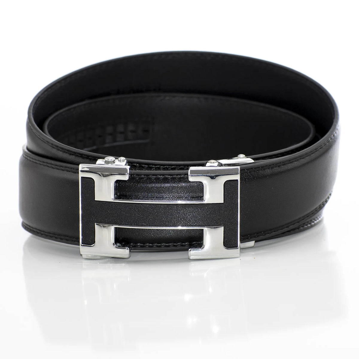 Leather Inlaid Designer H Belt Buckle