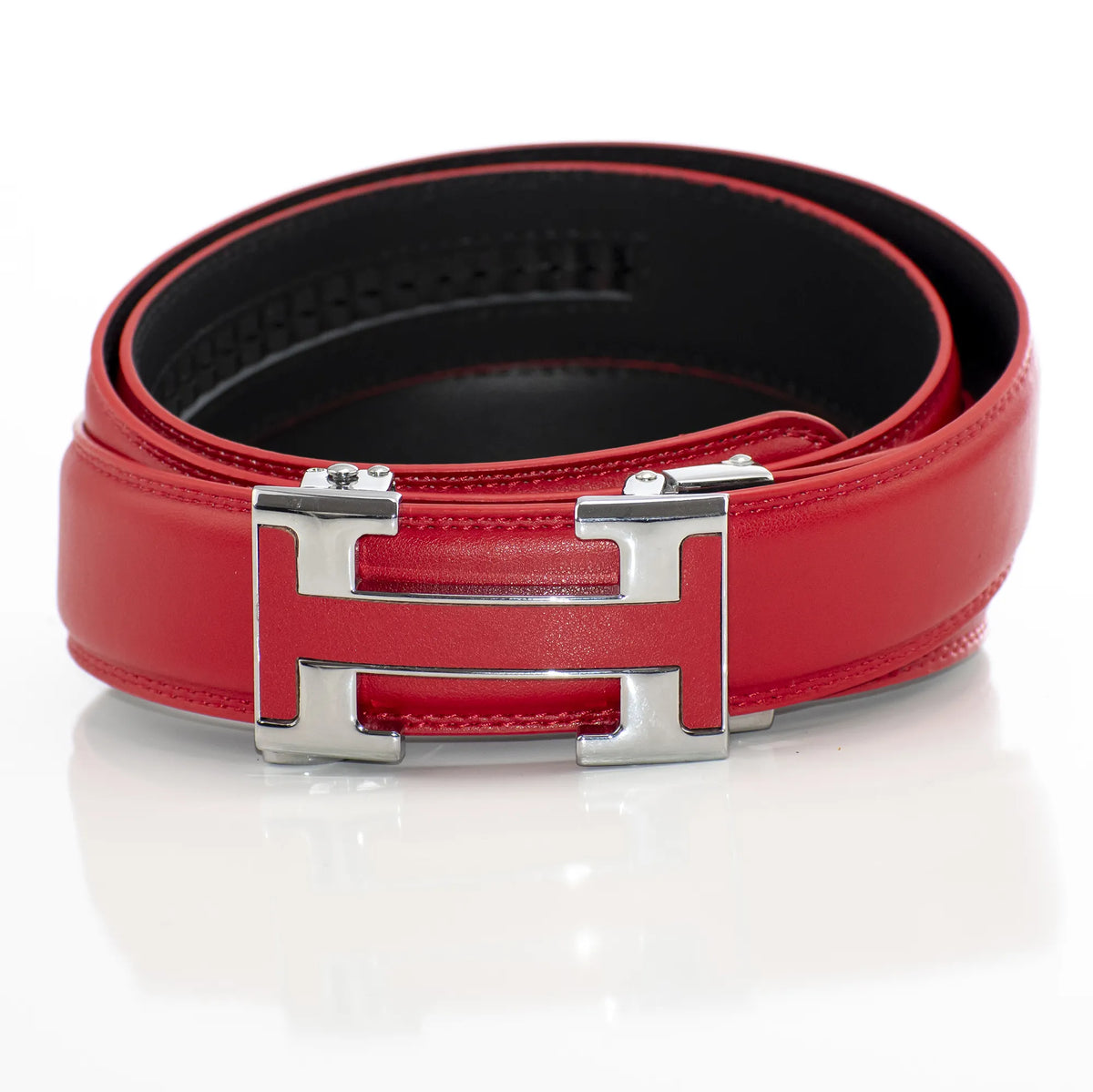 Leather Inlaid Designer H Belt Buckle