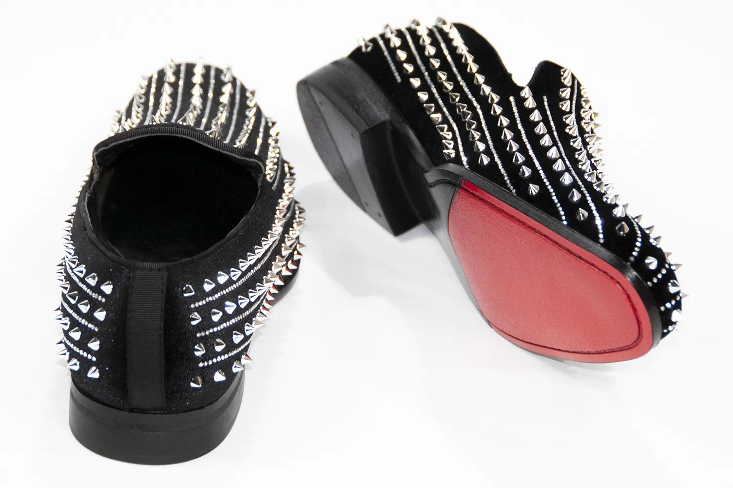 Men's Black And Silver Spiked Rhinestone Dress Loafer