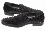 Men's Black Spiked Rhinestone Dress Loafer