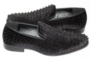 Men's Black Spiked Rhinestone Dress Loafer