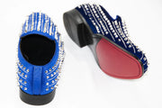 Men's Blue And Silver Spiked Rhinestone Dress Loafer