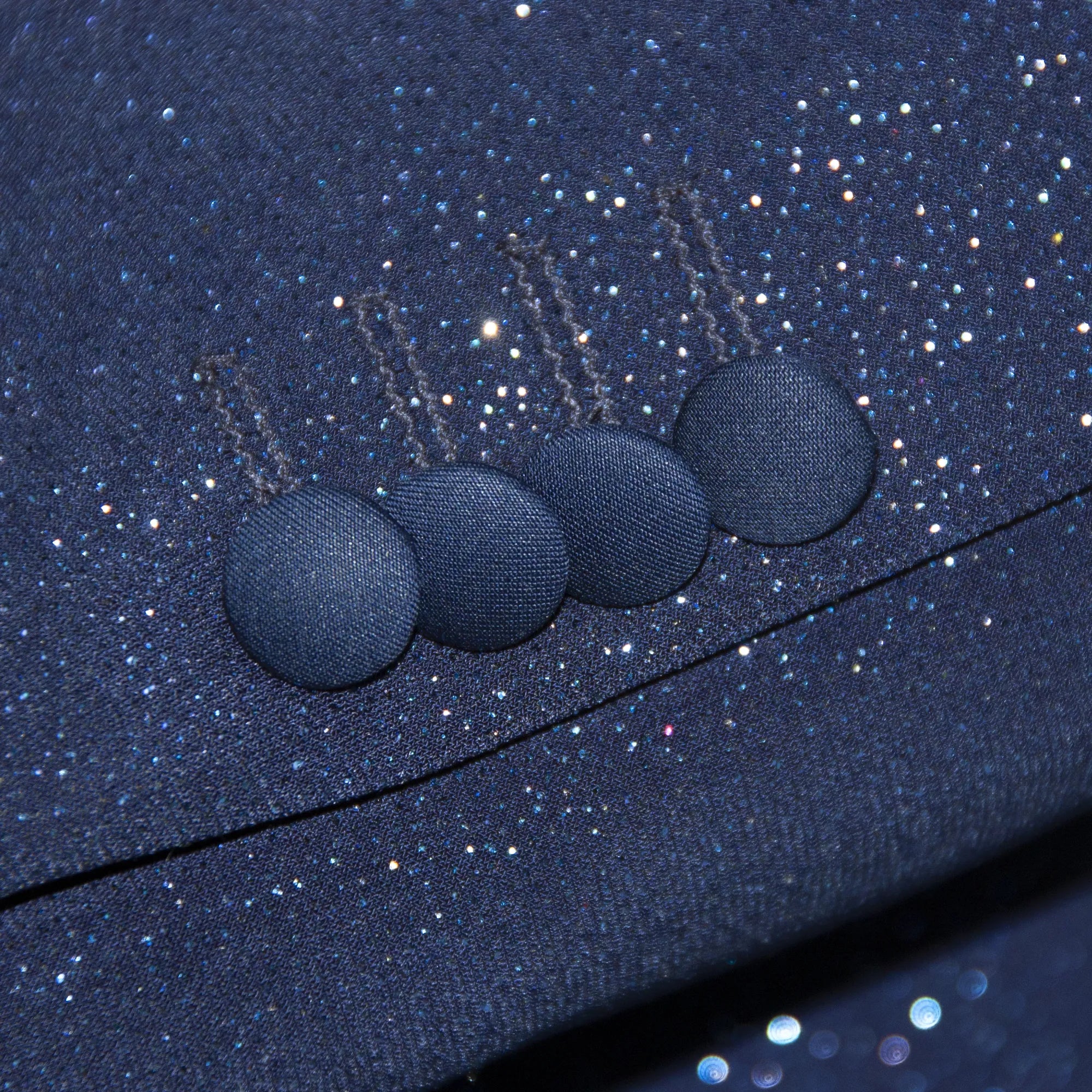 Men's Navy Glitter Sparkling 3-Piece Tuxedo With Double Breasted Vest