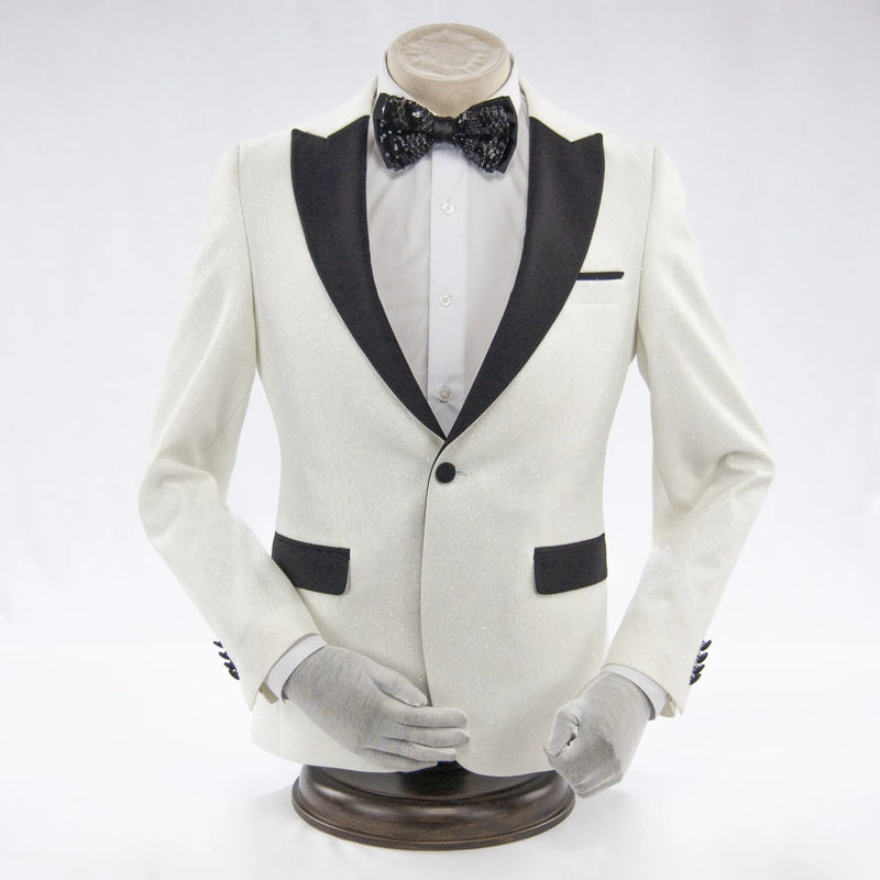 White Glitter 3-Piece Slim-Fit Tuxedo