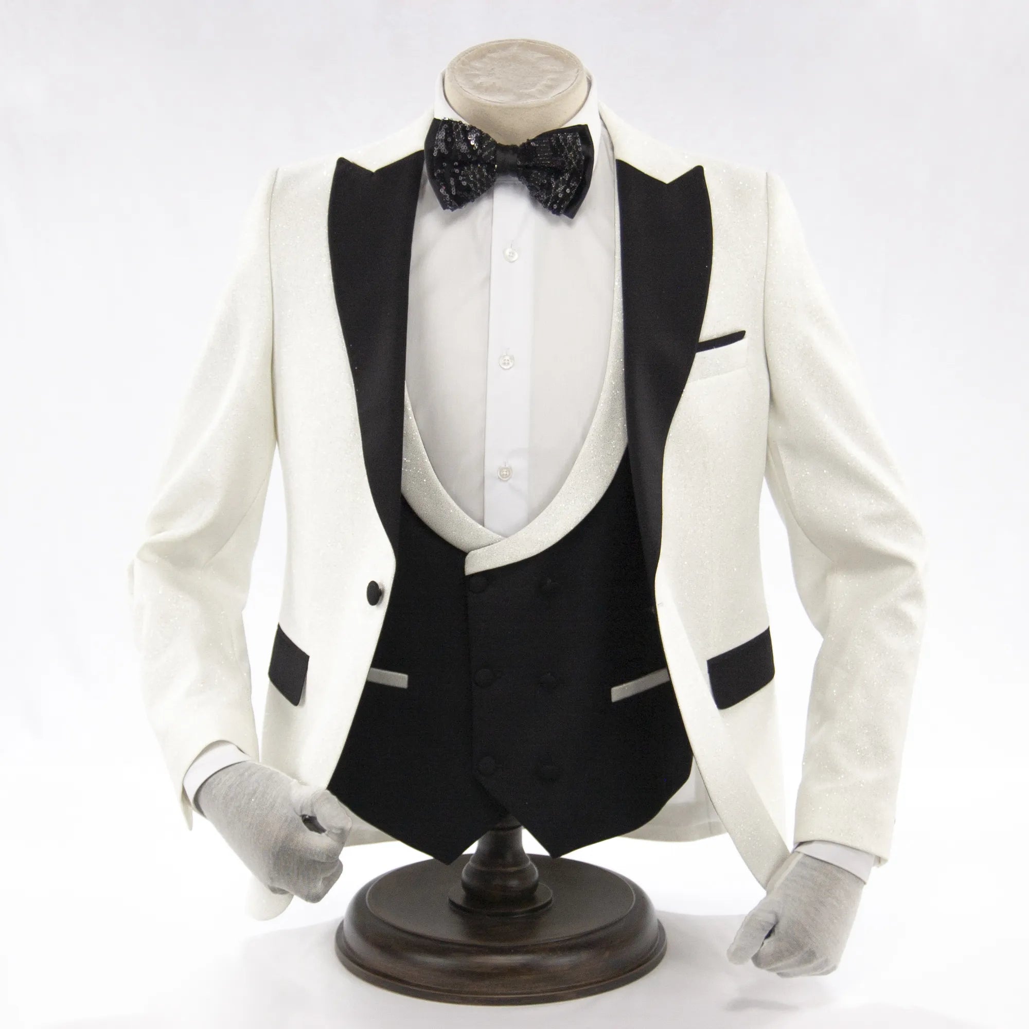 White Glitter 3-Piece Slim-Fit Tuxedo