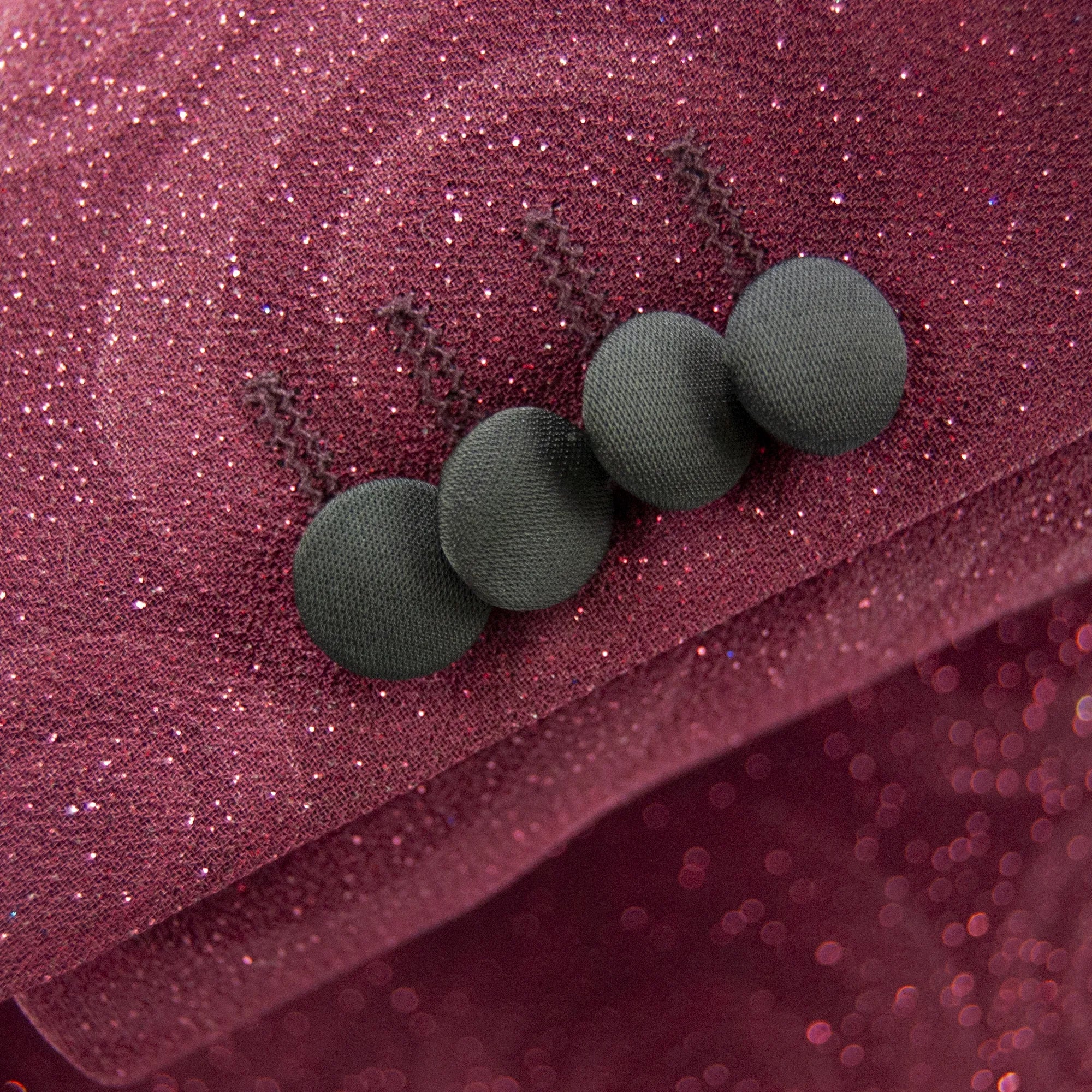 Burgundy Patterned Glitter 3-Piece Slim-Fit Tuxedo