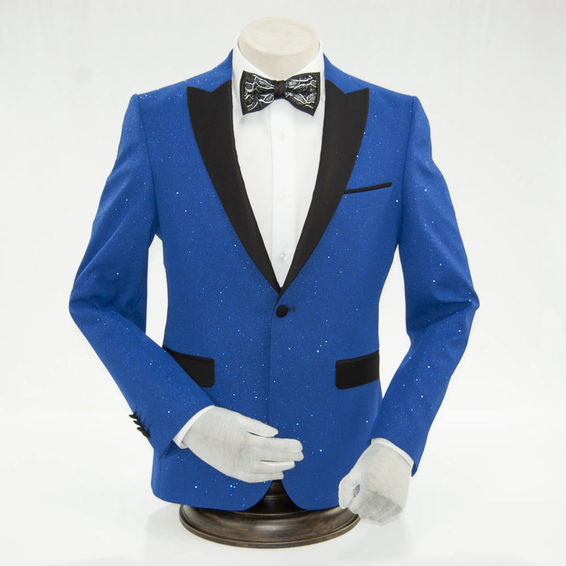 Royal Blue Glitter 3-Piece Slim-Fit Tuxedo