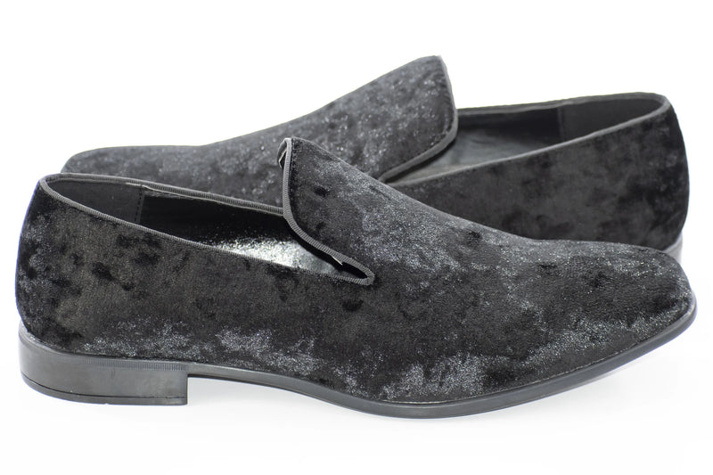 Black Crushed Velvet Slip-On Loafer