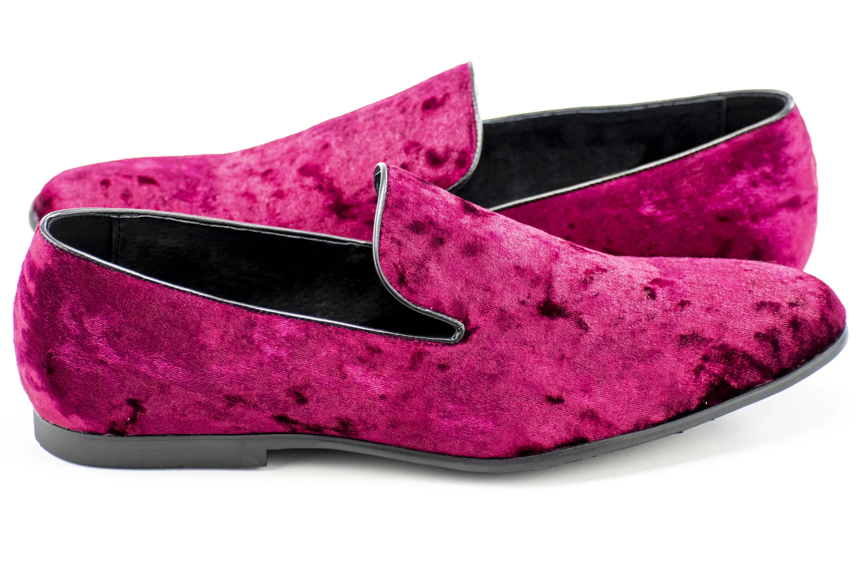Burgundy Crushed Velvet Slip-On Loafer