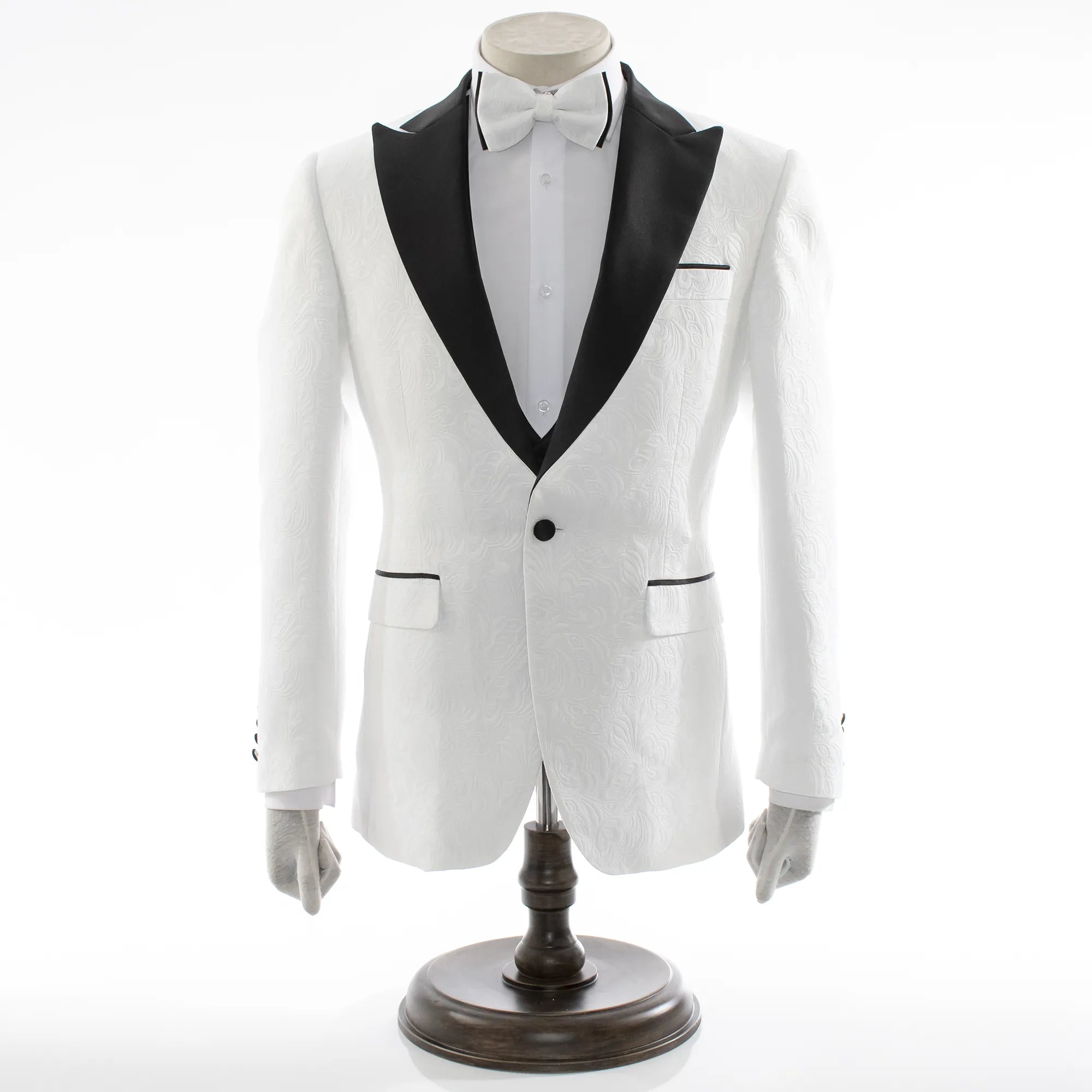 Men's Black And White Tuxedo With Peak Lapel