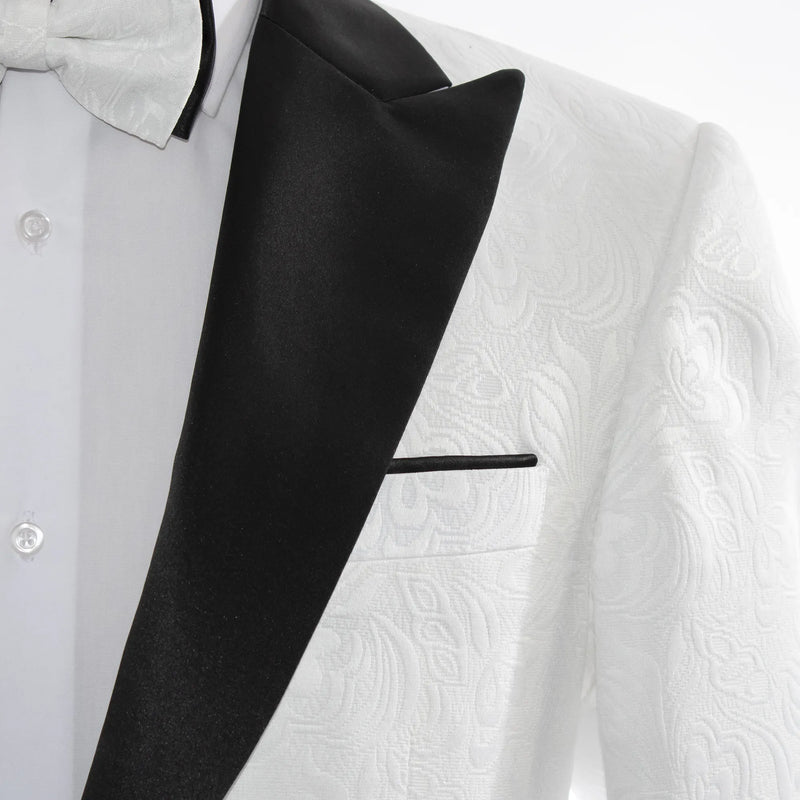 Men's Black And White Tuxedo With Peak Lapel