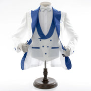 Men's Blue And White Tuxedo With Peak Lapel