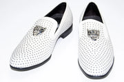 Men's White Studded Dress Loafer