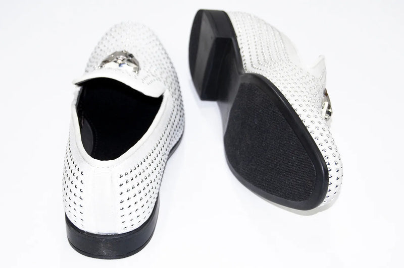 Men's White Studded Dress Loafer