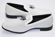 Men's White Studded Dress Loafer