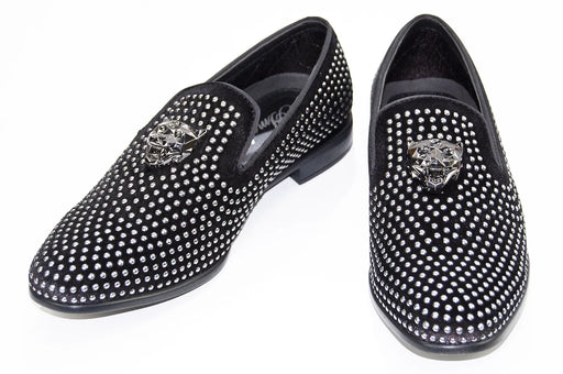 Men's Black And Silver Studded Dress Loafer
