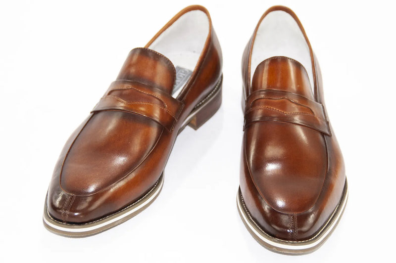Tan Leather Slip-On Dress Loafers