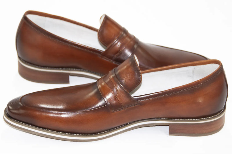 Tan Leather Slip-On Dress Loafers