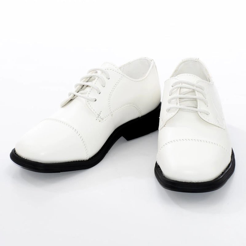 White Cap-toe Derby for Kids