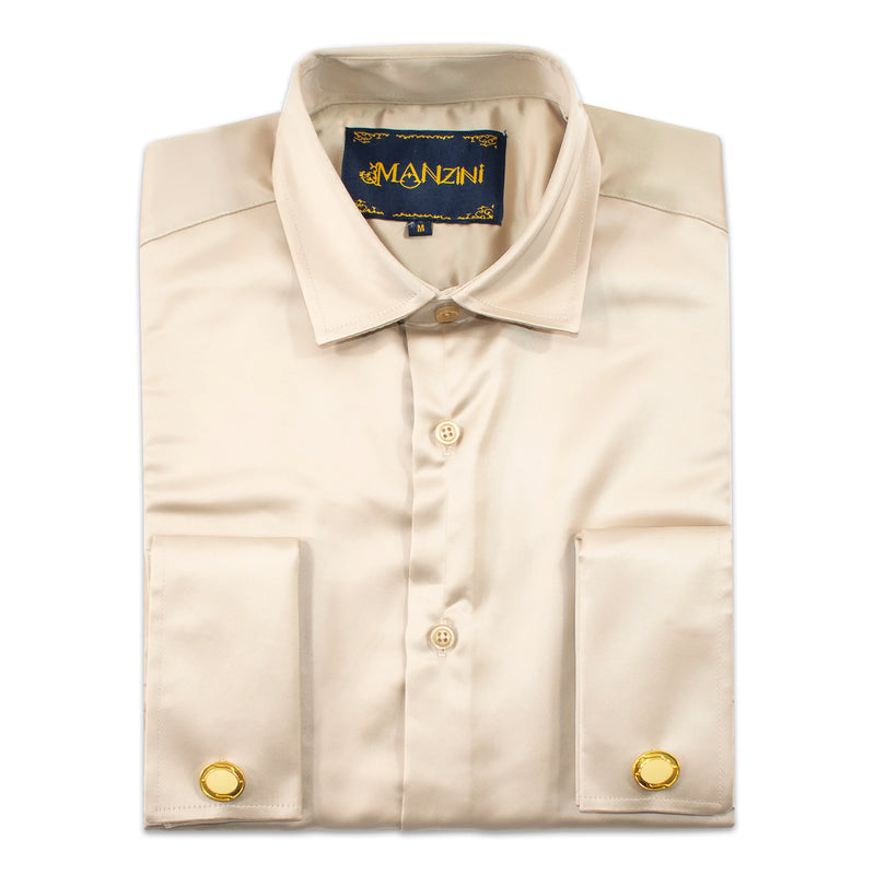 Champagne Satin Tailored-Fit Dress Shirt M / Champagne Champagne Satin Tailored-Fit Dress Shirt M / Champagne