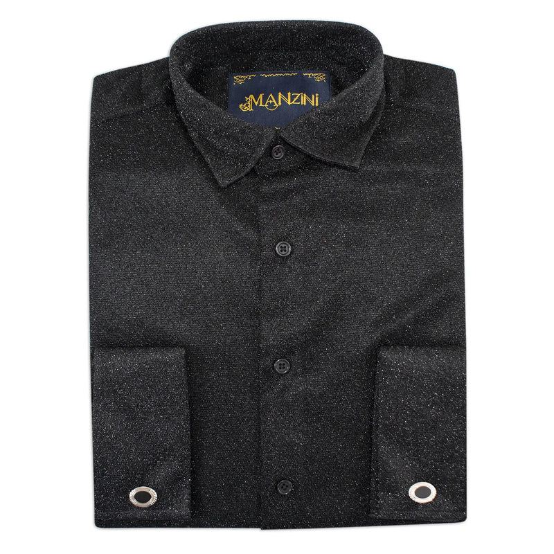 Black Sparkle Dress Shirt with Cufflinks